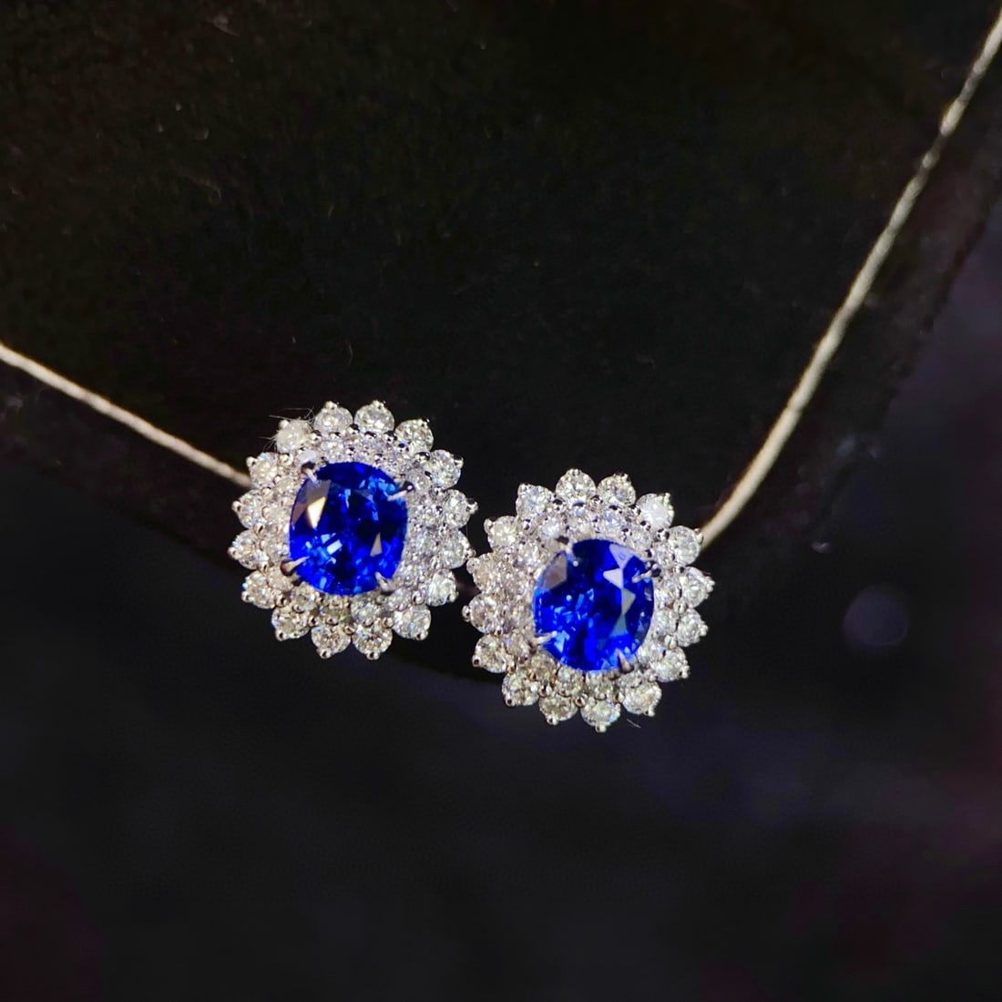 14k Gold 2.07 Ctw Natural Sapphire & Diamond Earrings - 3