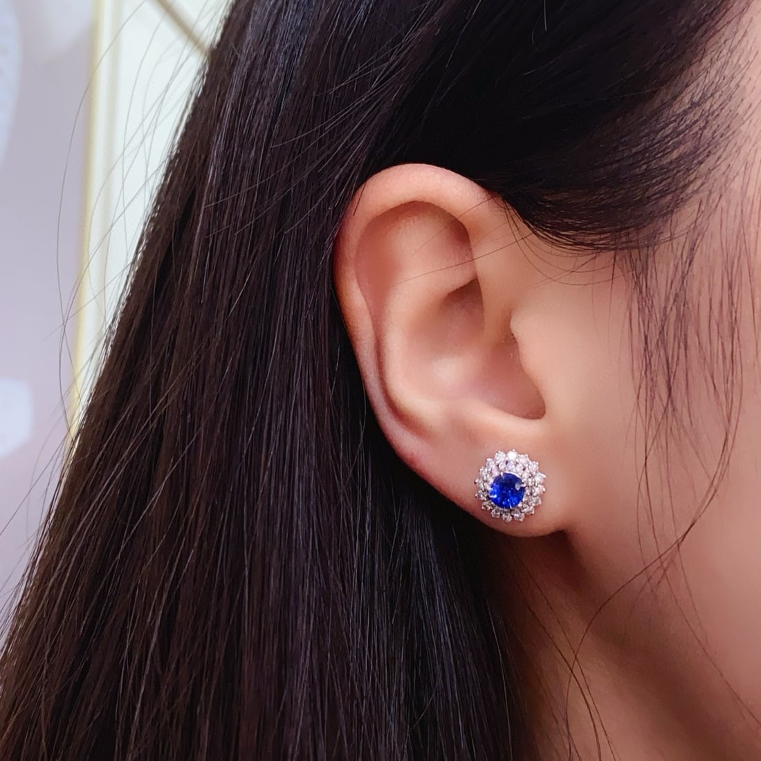 14k Gold 2.07 Ctw Natural Sapphire & Diamond Earrings - 5