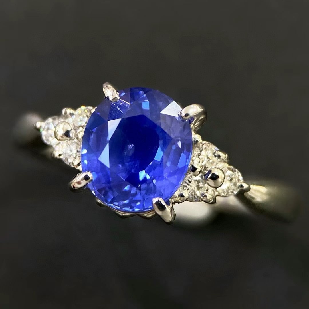 14k Gold 2.55 Ctw Natural Sapphire & Diamond Ring - 2