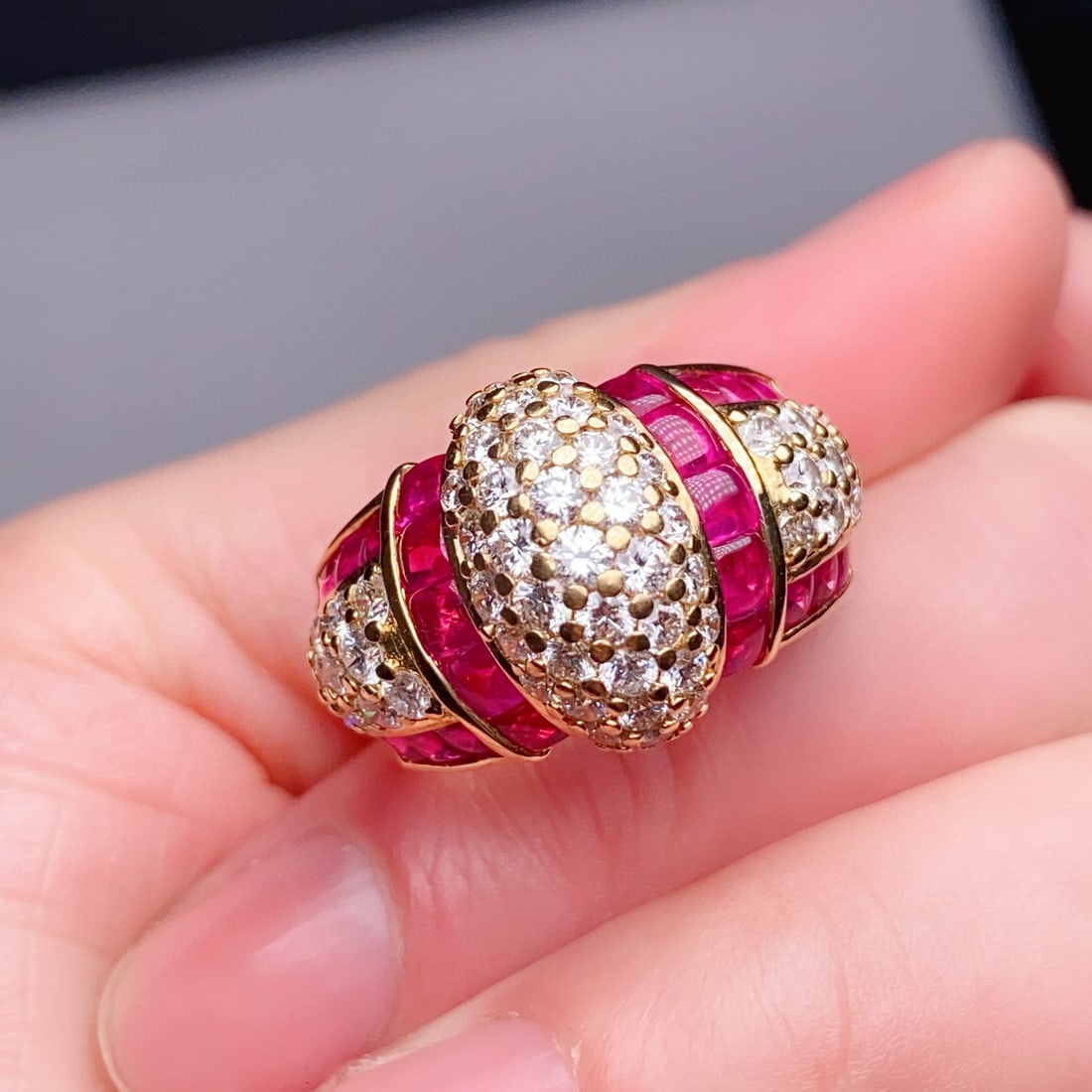 14k Gold 3.98 Ctw Natural Ruby & Diamond Ring - 3