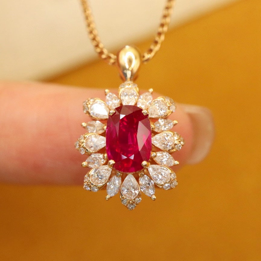 14k Gold 1.80 Ctw Natural Ruby & Diamond Ring/pendant( Without Chain ) - 4