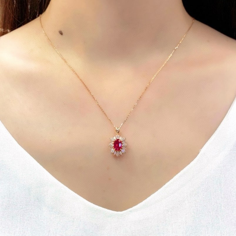 14k Gold 1.80 Ctw Natural Ruby & Diamond Ring/pendant( Without Chain ) - 8