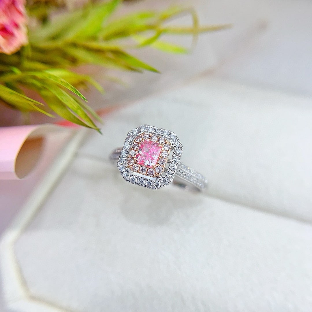 14k Gold 0.68 Ctw Natural Pink Diamond & Diamond Ring - 2