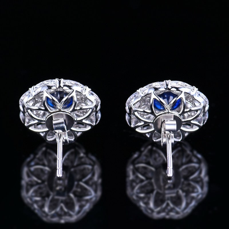 14k Gold 3.57 Ctw Natural Sapphire & Sapphire Earrings - 7