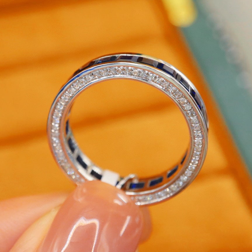 14k Gold 6.11 Ctw Natural Sapphire & Diamond Ring - 3