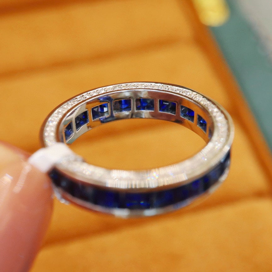 14k Gold 6.11 Ctw Natural Sapphire & Diamond Ring - 4