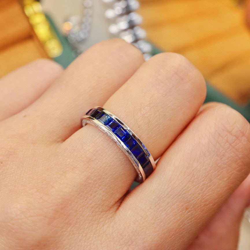 14k Gold 6.11 Ctw Natural Sapphire & Diamond Ring - 5