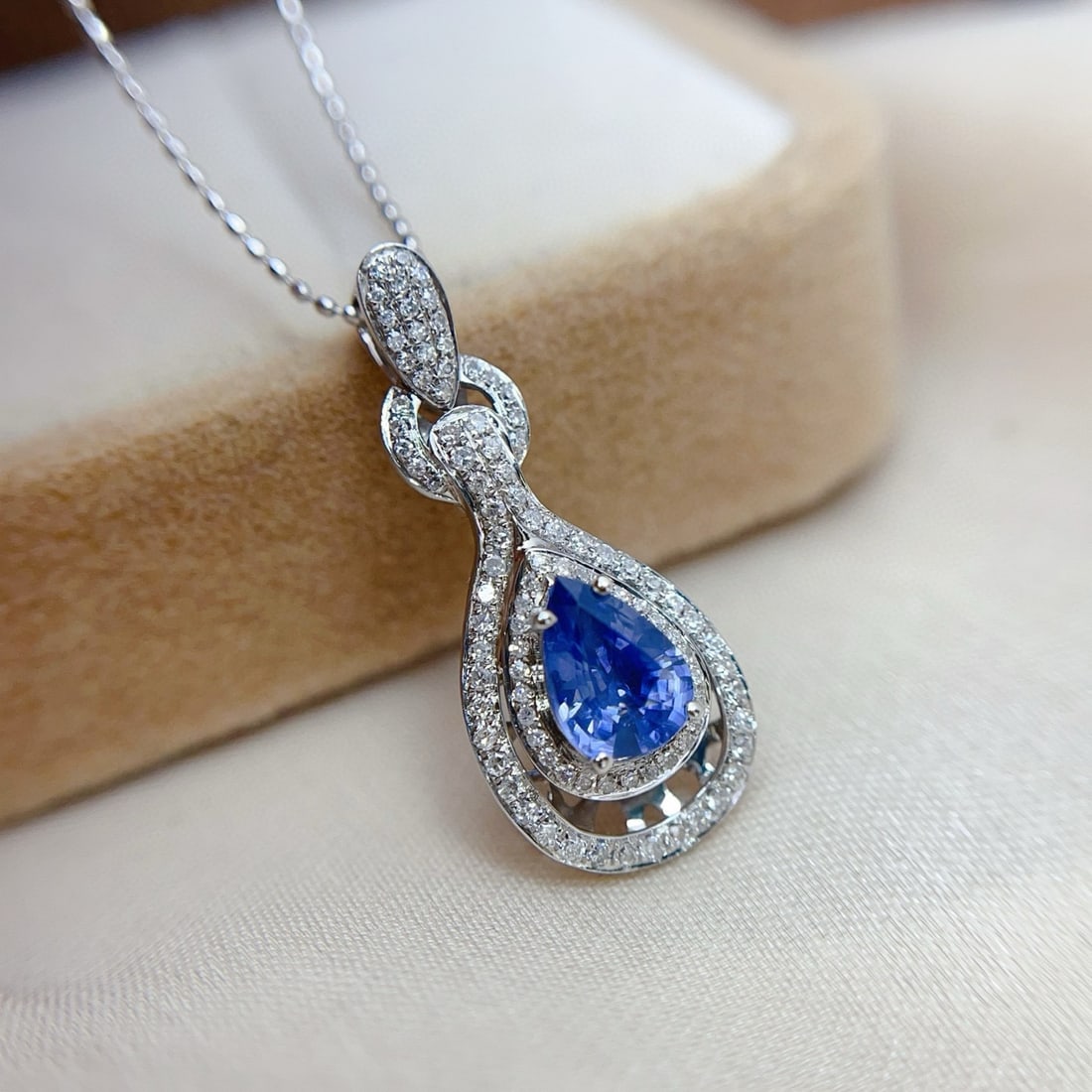 14k Gold 1.20 Ct Natural Sapphire & Diamond Pendant( Without Chain ) - 6