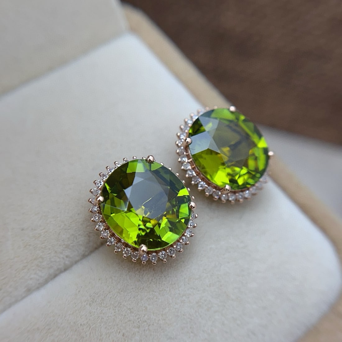 14k Gold 7.80 Ct Natural Tourmaline & Diamond Earrings - 2