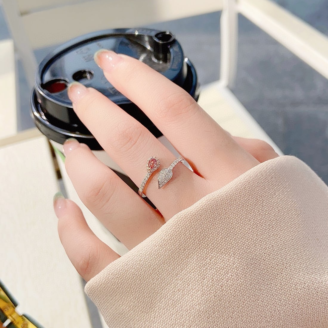 14k Gold 0.26 Ctw Natural Pink Diamond & Diamond Ring - 3