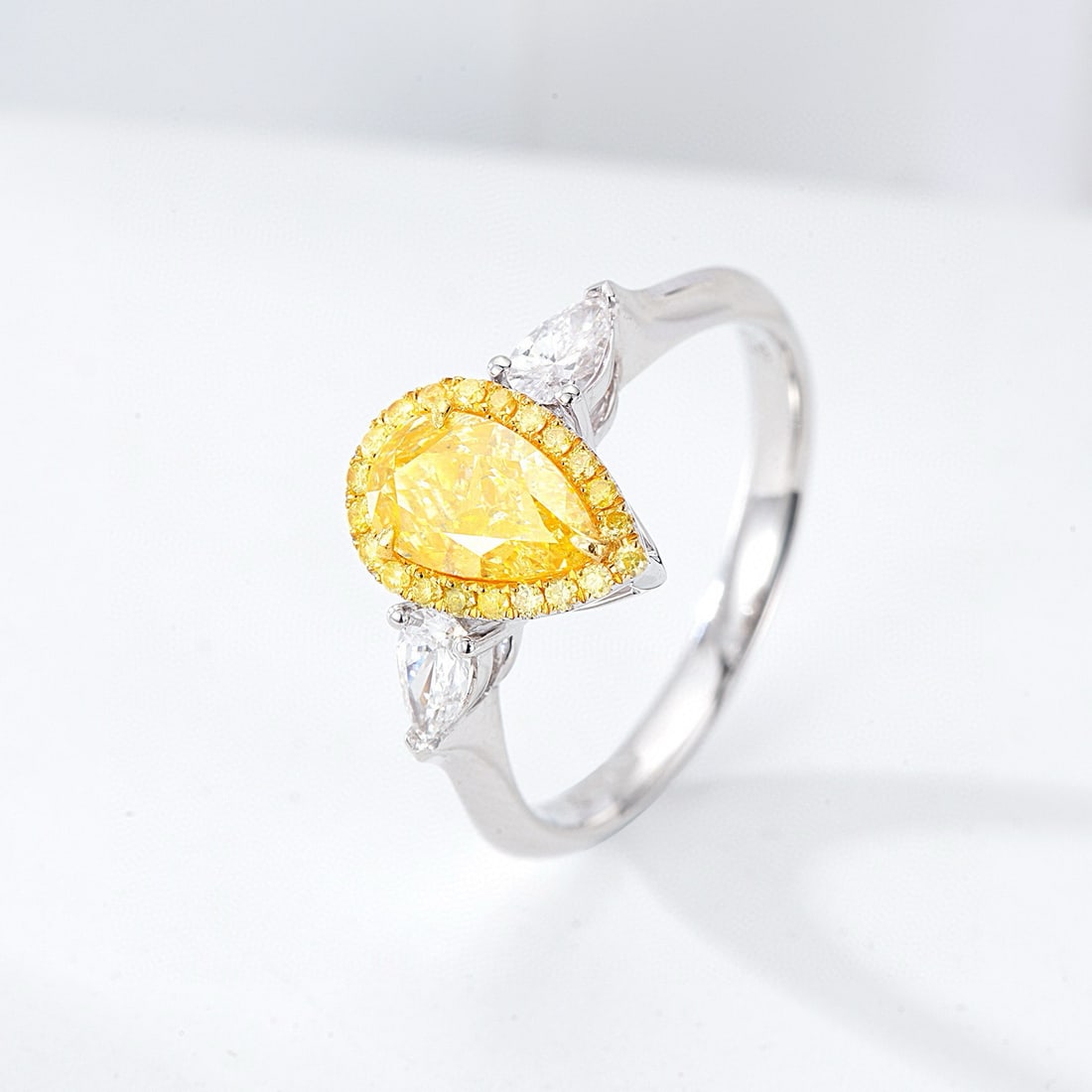 14k Gold 1.24 Ctw Natural Yellow Diamond & Diamond Ring - 3