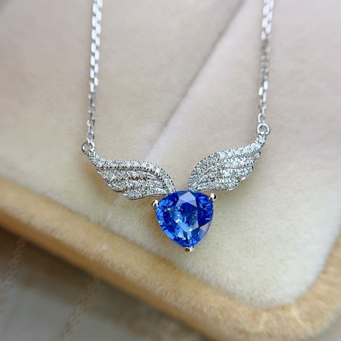 14k Gold 1.40 Ct Natural Sapphire & Diamond Necklace - 3