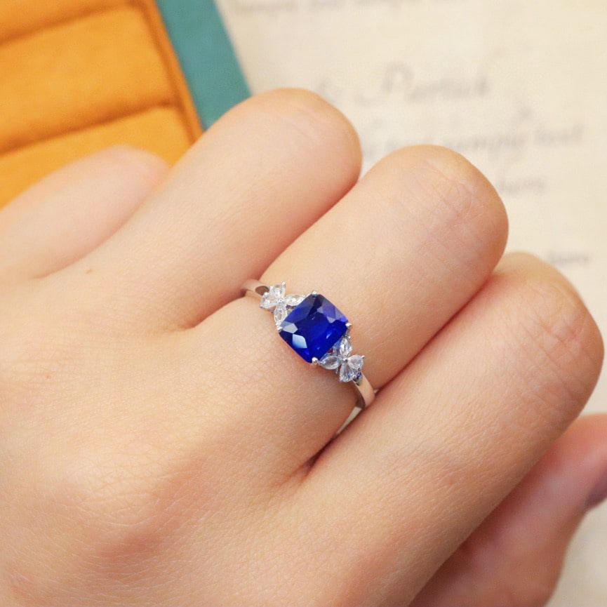 14k Gold 1.18 Ctw Natural Sapphire & Diamond Ring - 5