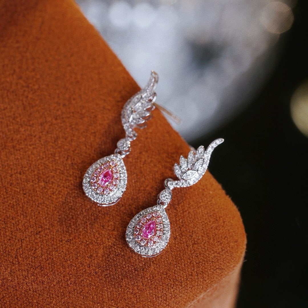 14k Gold 0.60 Ct Natural Color Diamond Earrings - 3