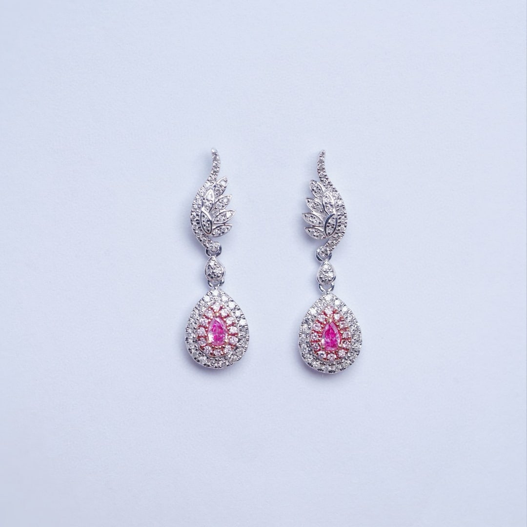 14k Gold 0.60 Ct Natural Color Diamond Earrings - 5