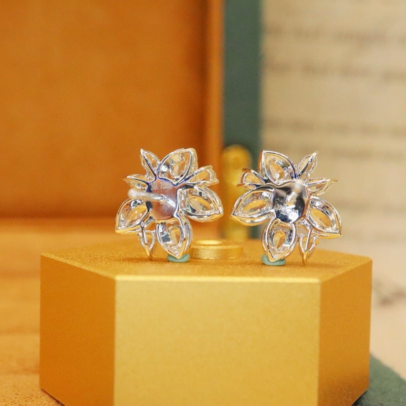 14k Gold 1.36 Ctw Natural Sapphire & Diamond Earrings - 4