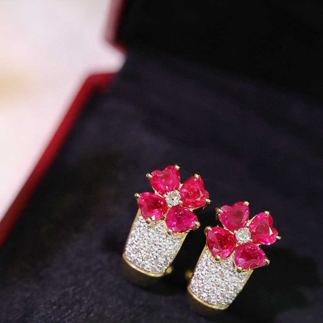 14k Gold 3.69 Ctw Natural Ruby & Diamond Earrings - 3