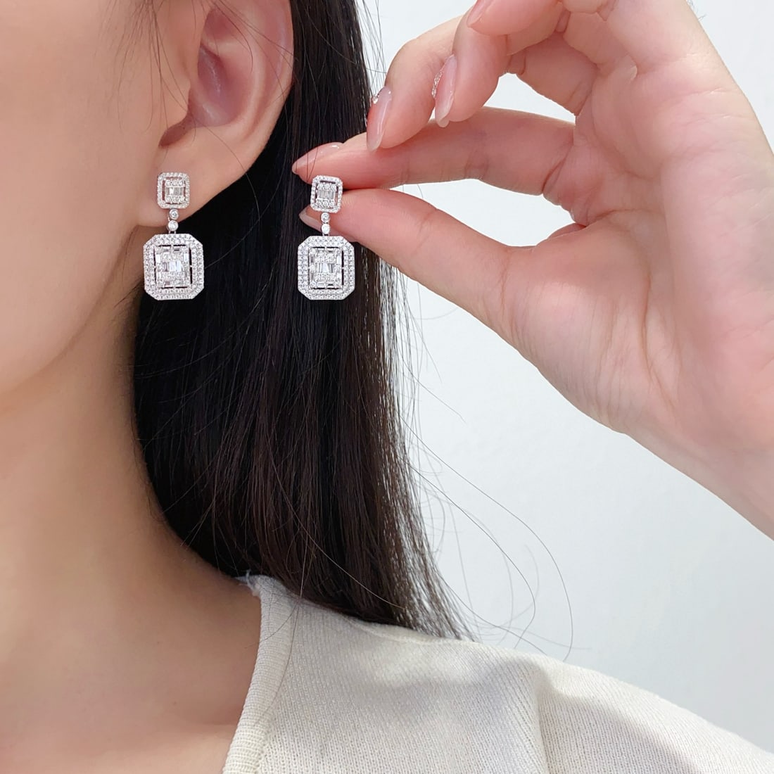 14k Gold 1.2 Ct Natural H Diamond Earrings - 3