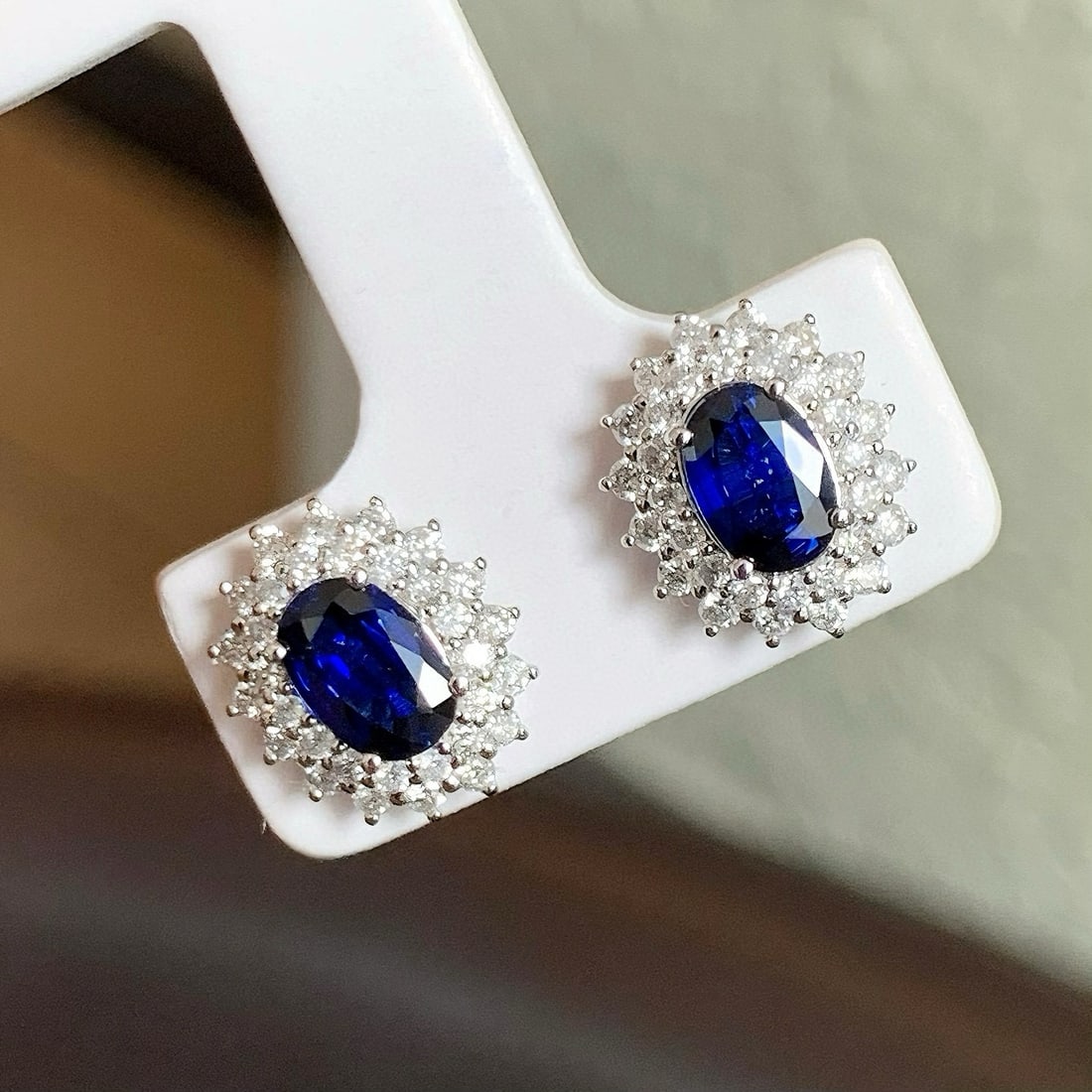 14k Gold 1.52 Ctw Natural Sapphire & Diamond Earrings - 3