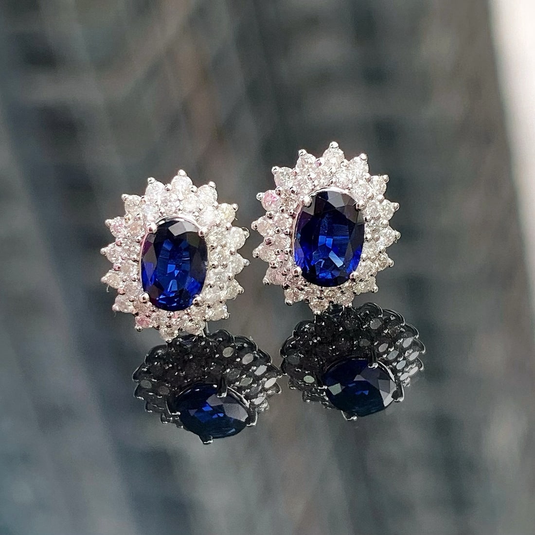 14k Gold 1.52 Ctw Natural Sapphire & Diamond Earrings - 4