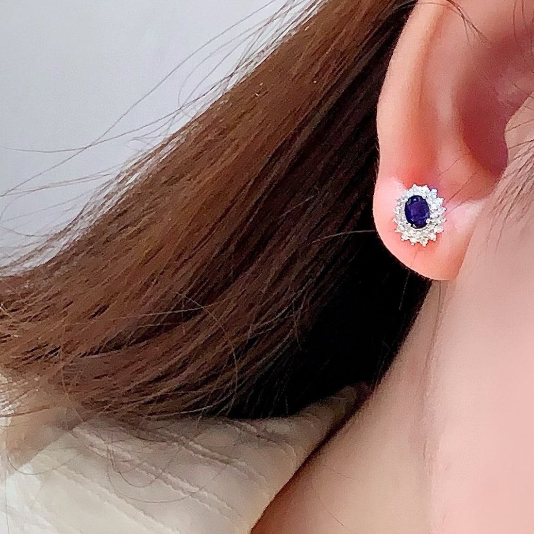 14k Gold 1.52 Ctw Natural Sapphire & Diamond Earrings - 7