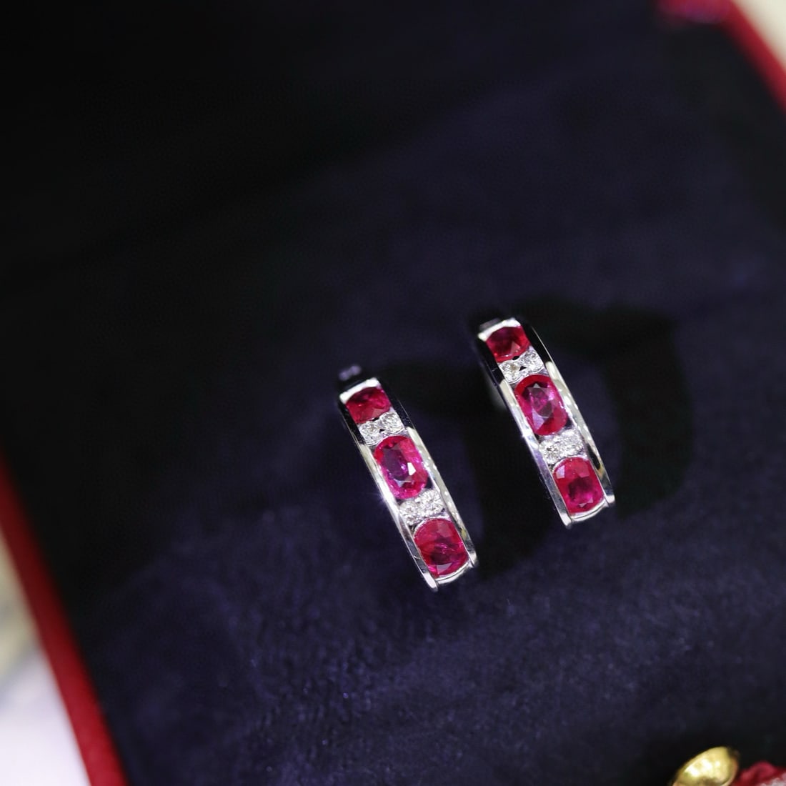 14k Gold 1.24 Ctw Natural Ruby & Diamond Earrings - 3