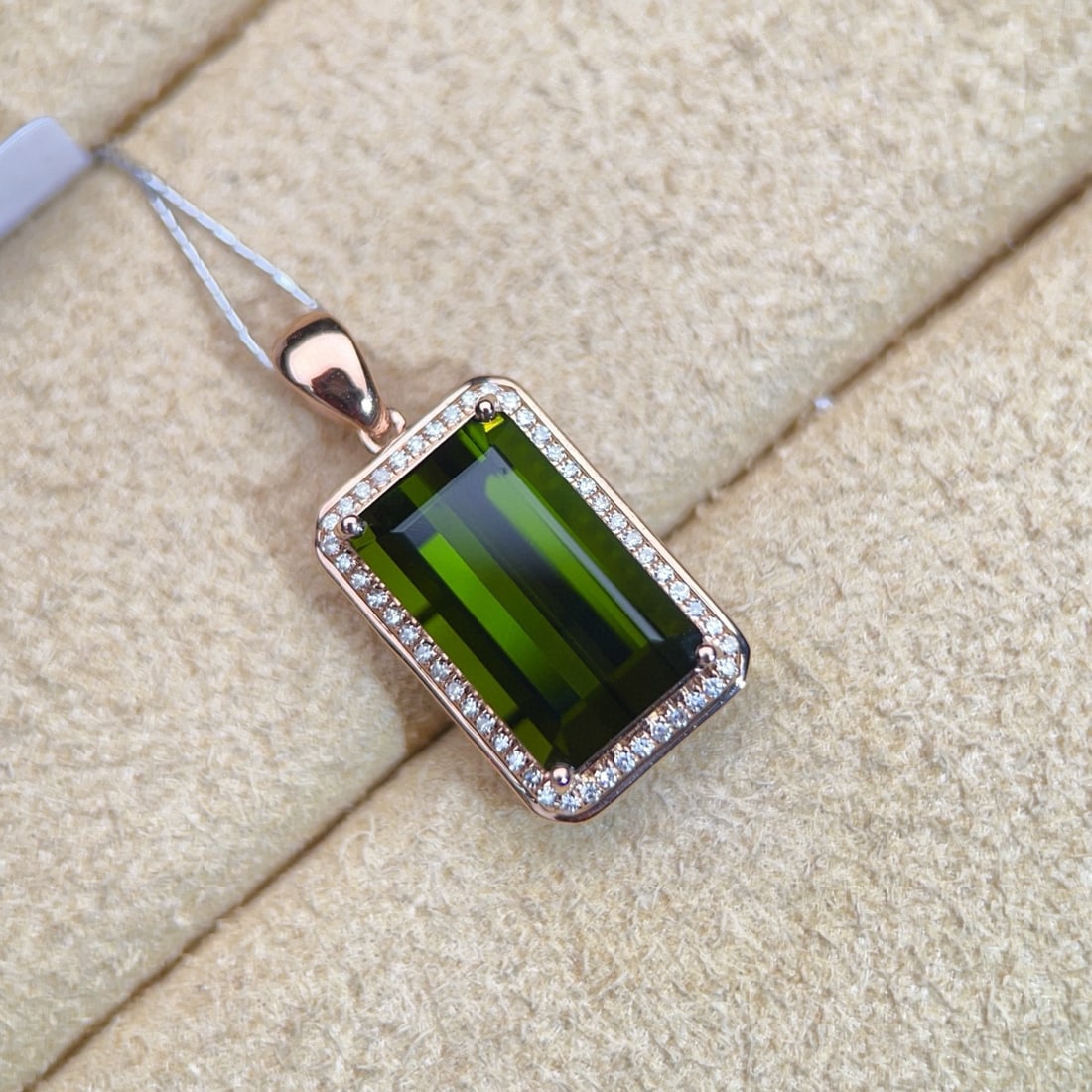 14k Gold 4.65 Ctw Natural Tourmaline & Diamond Pendant( Without Chain ) - 6