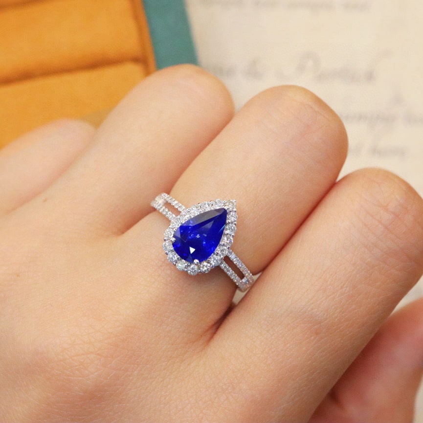 14k Gold 2.00 Ctw Natural Sapphire & Diamond Ring - 5