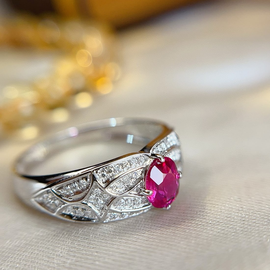 14k Gold 0.68 Ct Natural Ruby & Diamond Ring - 2