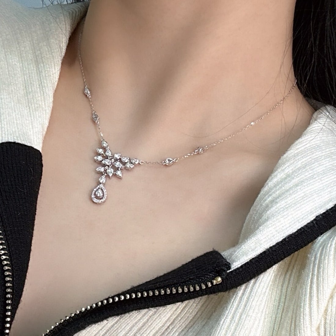 14k Gold 0.7 Ct Natural H Diamond Necklace - 5