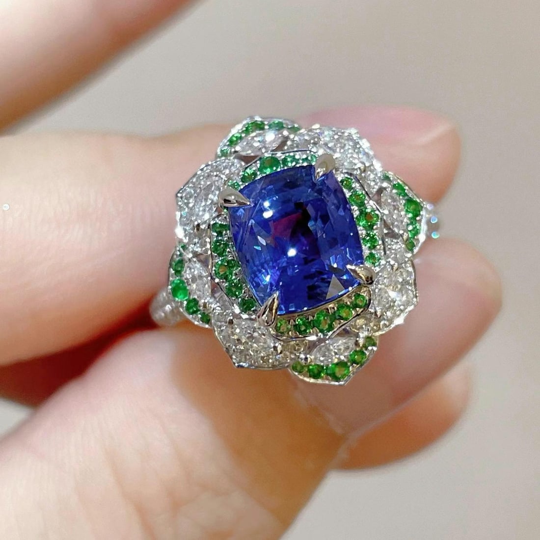 14k Gold 3.11 Ctw Natural Sapphire & Diamond Ring - 2