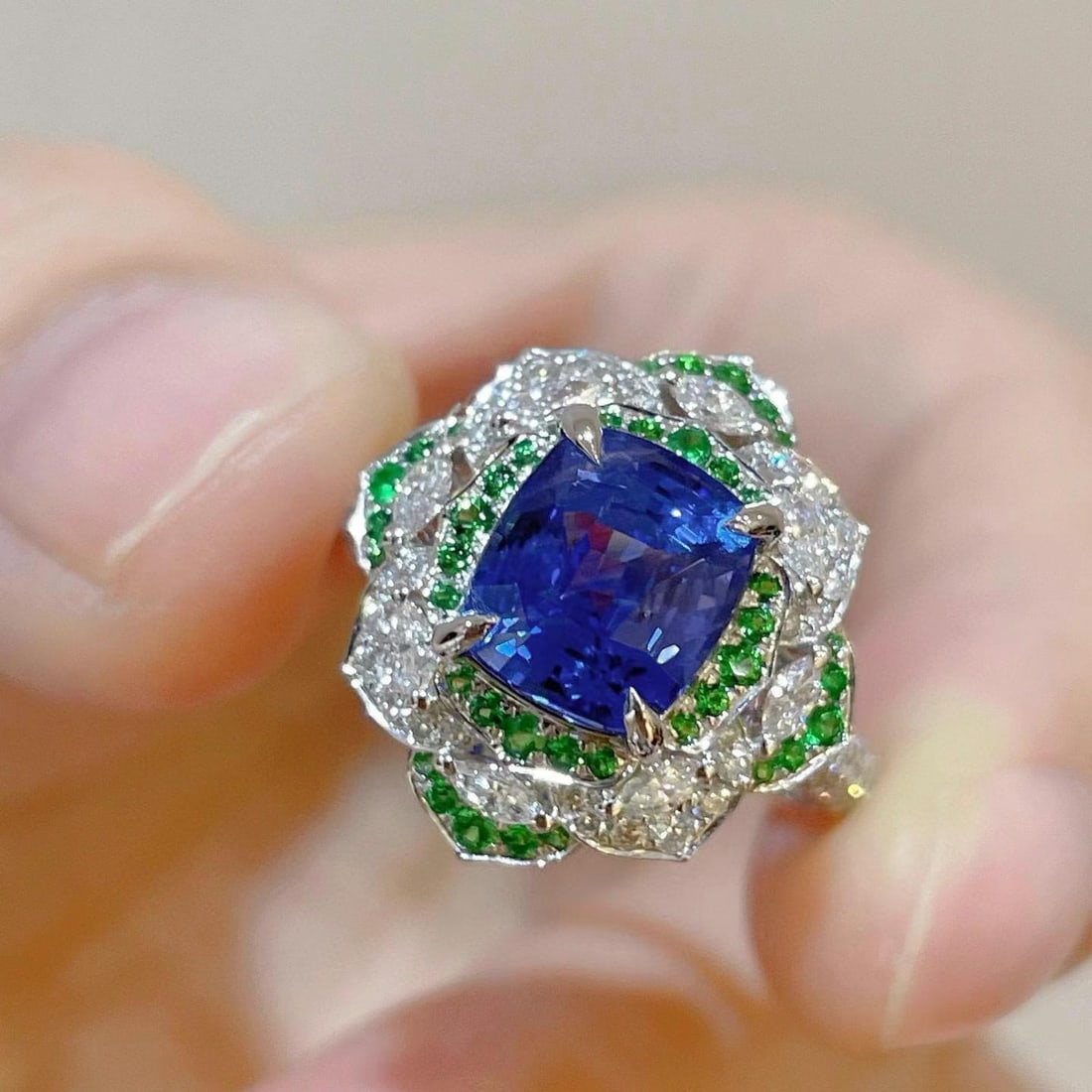 14k Gold 3.11 Ctw Natural Sapphire & Diamond Ring - 3