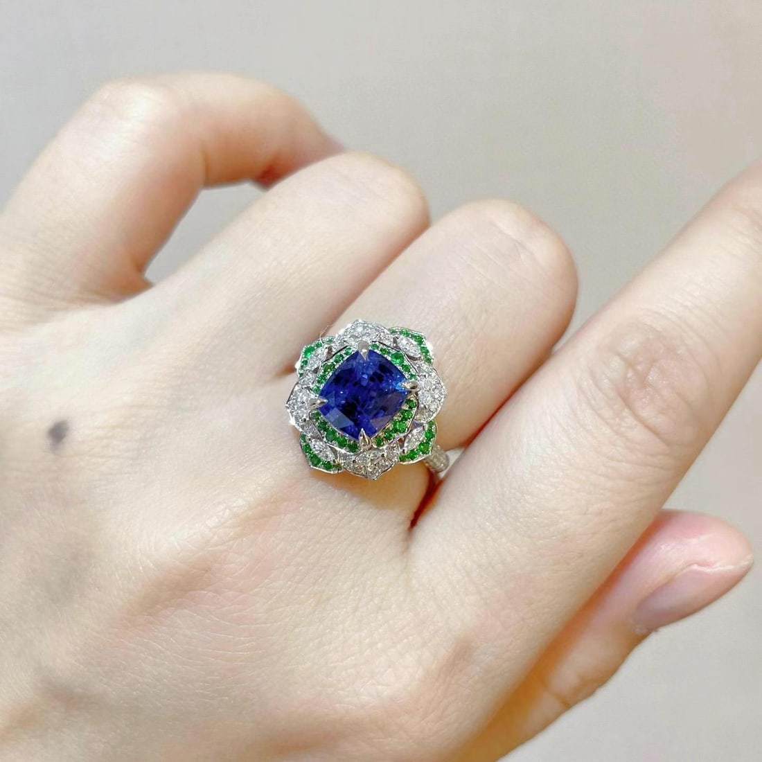 14k Gold 3.11 Ctw Natural Sapphire & Diamond Ring - 6