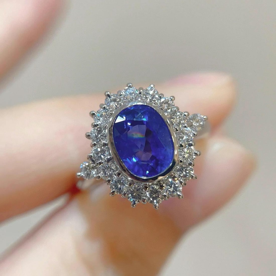 14k Gold 3.23 Ctw Natural Sapphire & Diamond Ring - 2