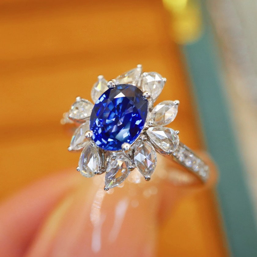 14k Gold 1.90 Ctw Natural Sapphire & Diamond Ring - 2