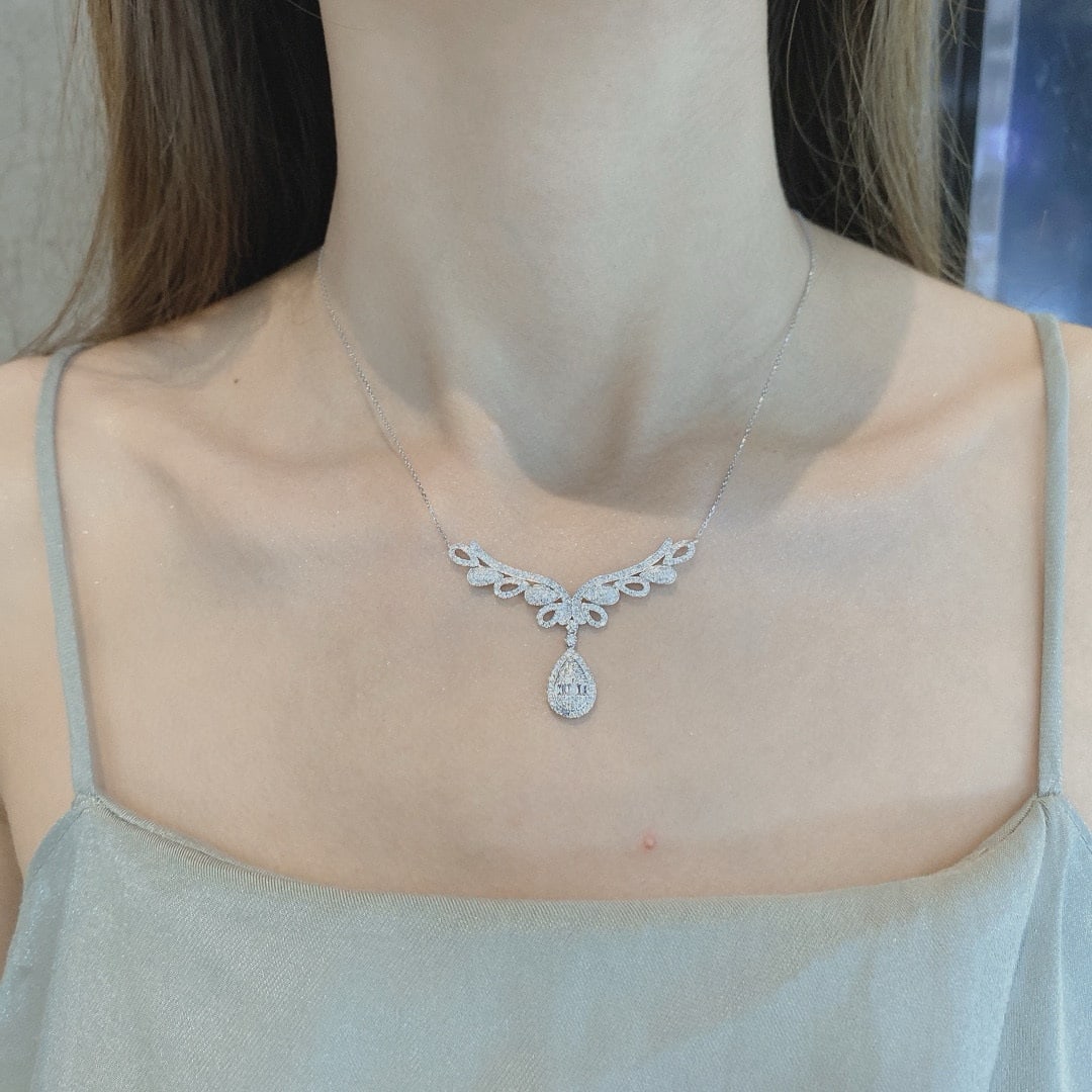 14k Gold 1 Ct Natural H Diamond Necklace - 7