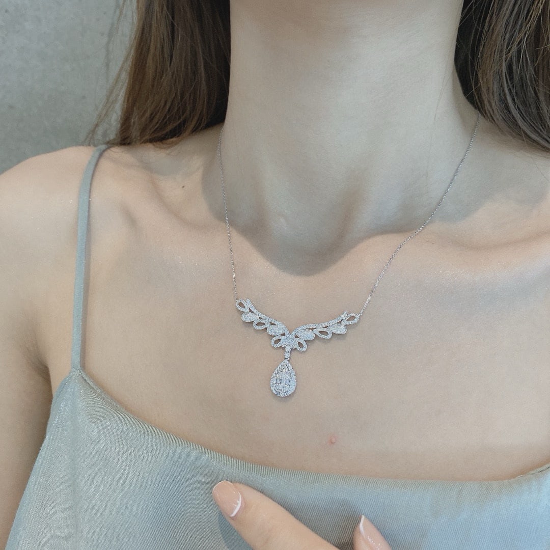 14k Gold 1 Ct Natural H Diamond Necklace - 9