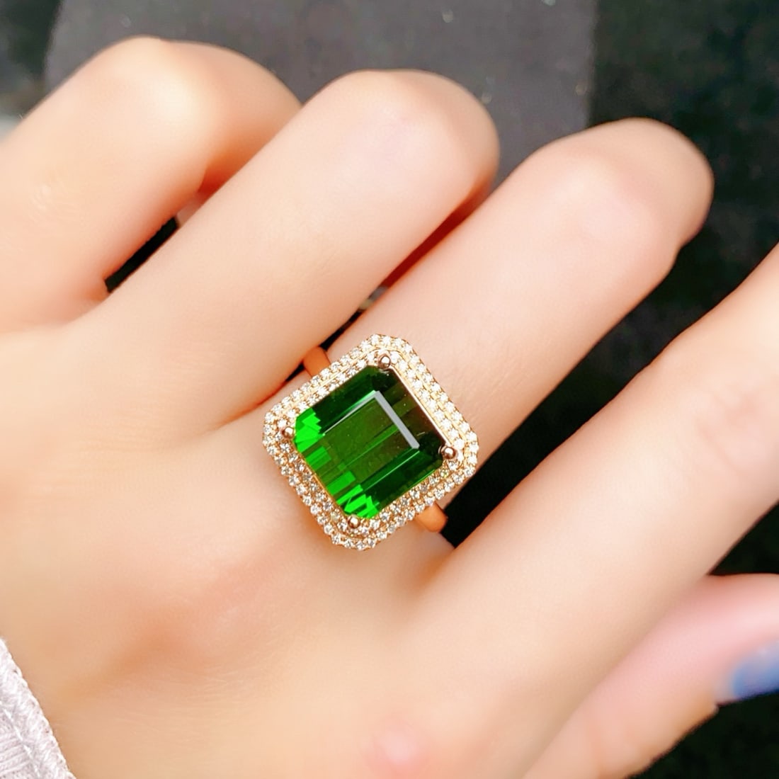 14k Gold 6.13 Ctw Natural Tourmaline & Diamond Ring - 6