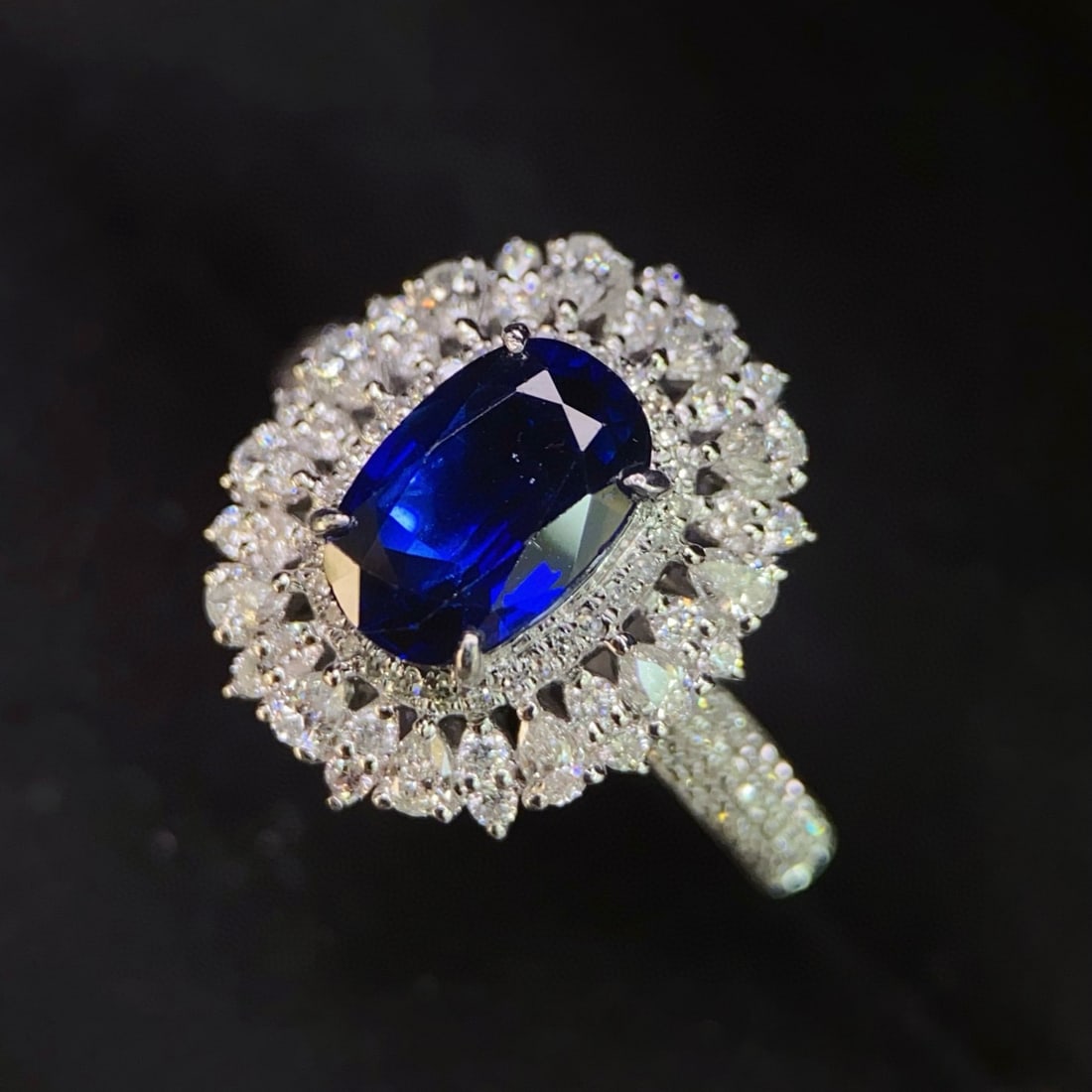 14k Gold 3.19 Ctw Natural Sapphire & Diamond Ring - 5