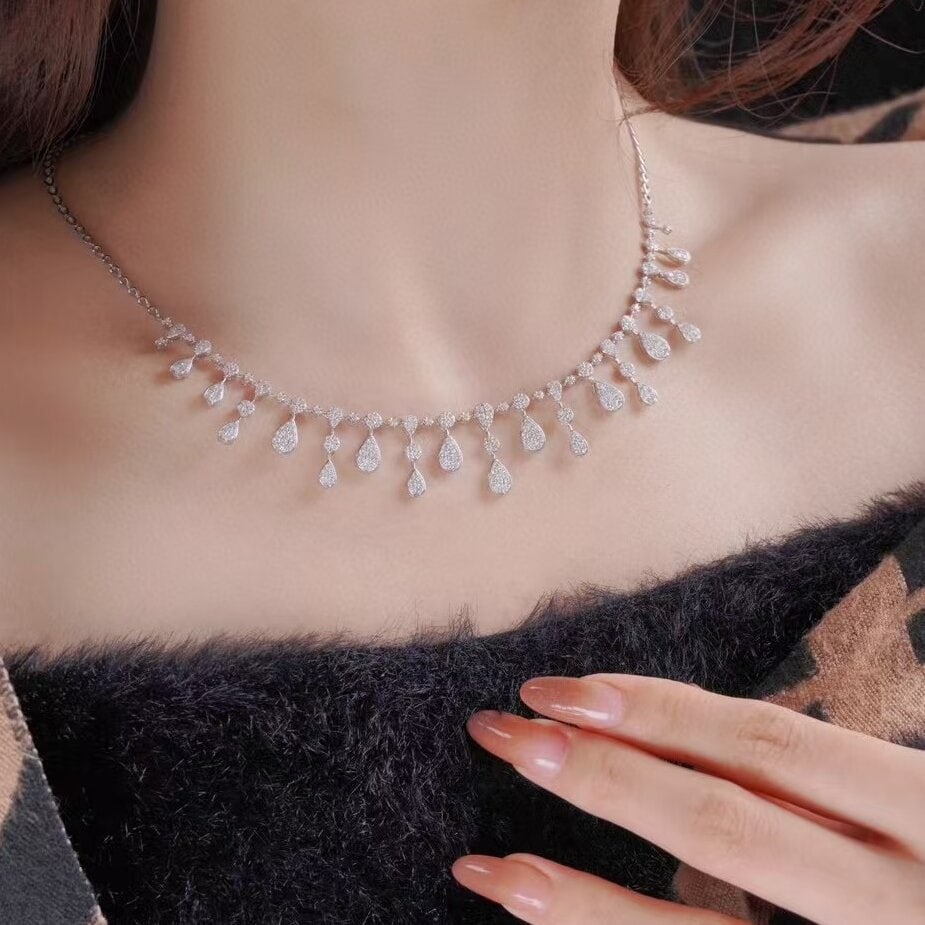 14k Gold 2.7 Ct Natural H Diamond Necklace - 4