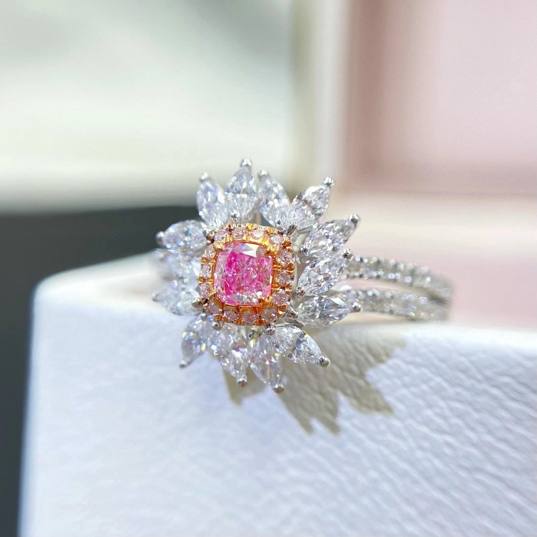 14k Gold 0.86 Ctw Natural Pink Diamond & Diamond Ring - 2