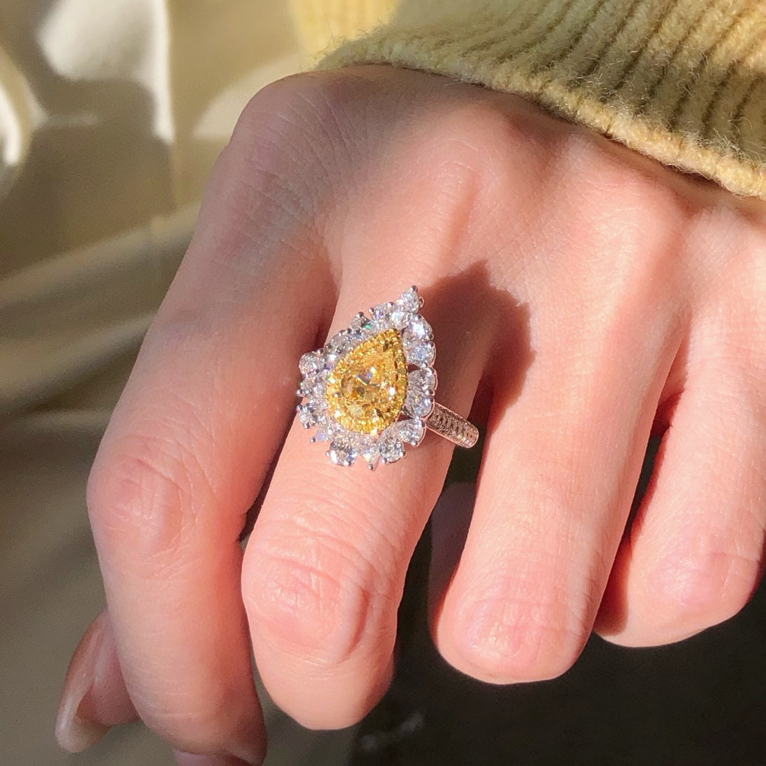 14k Gold 2.76 Ctw Natural Yellow Diamond & Diamond Ring/pendant( Without Chain ) - 5