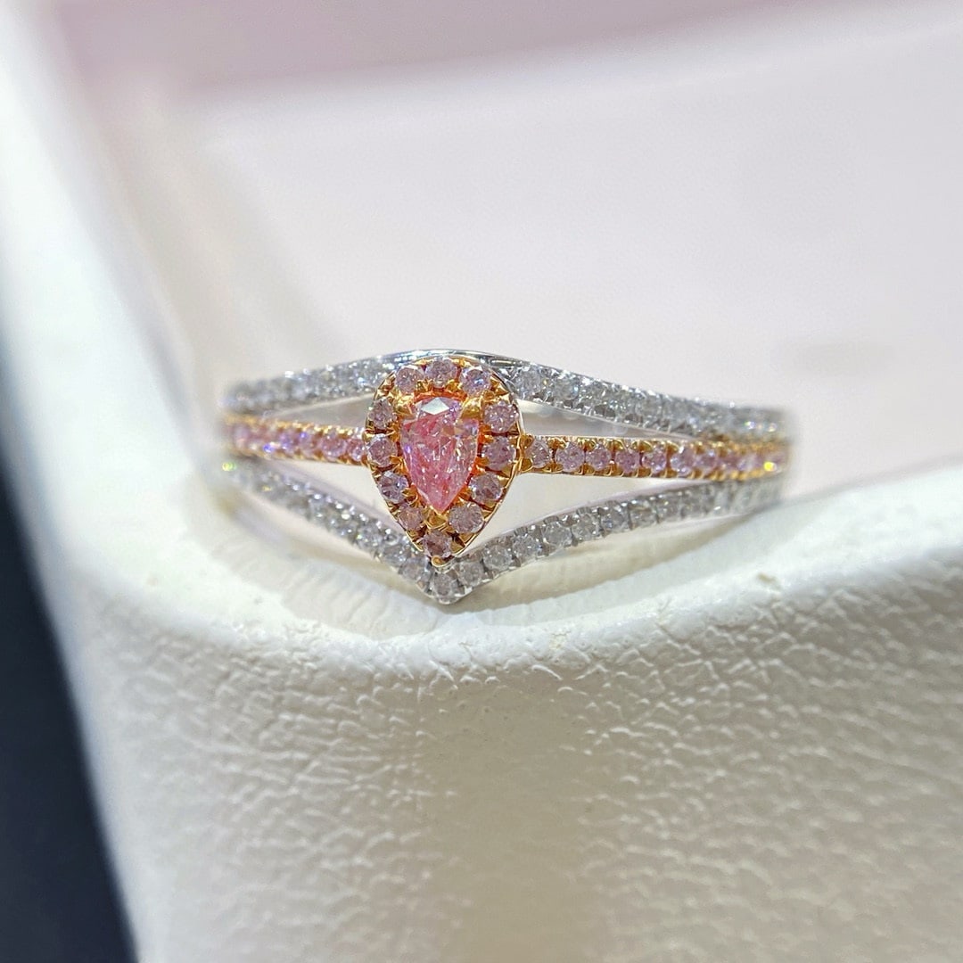 14k Gold 0.31 Ctw Natural Pink Diamond & Diamond Ring - 2