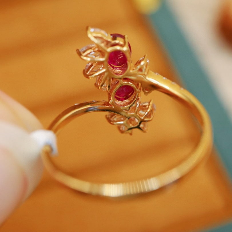 14k Gold 1.07 Ctw Vivid Red Natural Ruby & Diamond Ring - 5