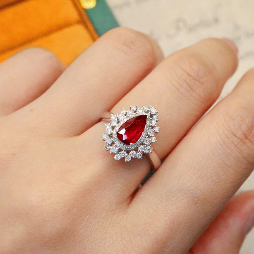 14k Gold 1.59 Ctw Natural Ruby & Diamond Ring/pendant( Without Chain ) - 7