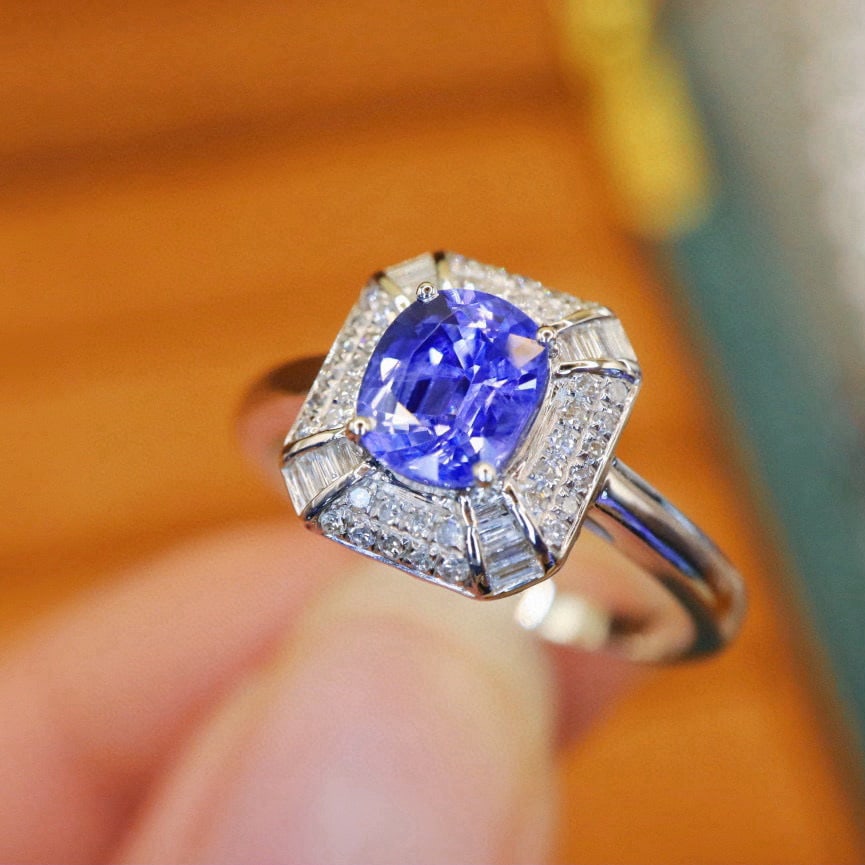 14k Gold 1.29 Ctw Natural Sapphire & Diamond Ring - 2