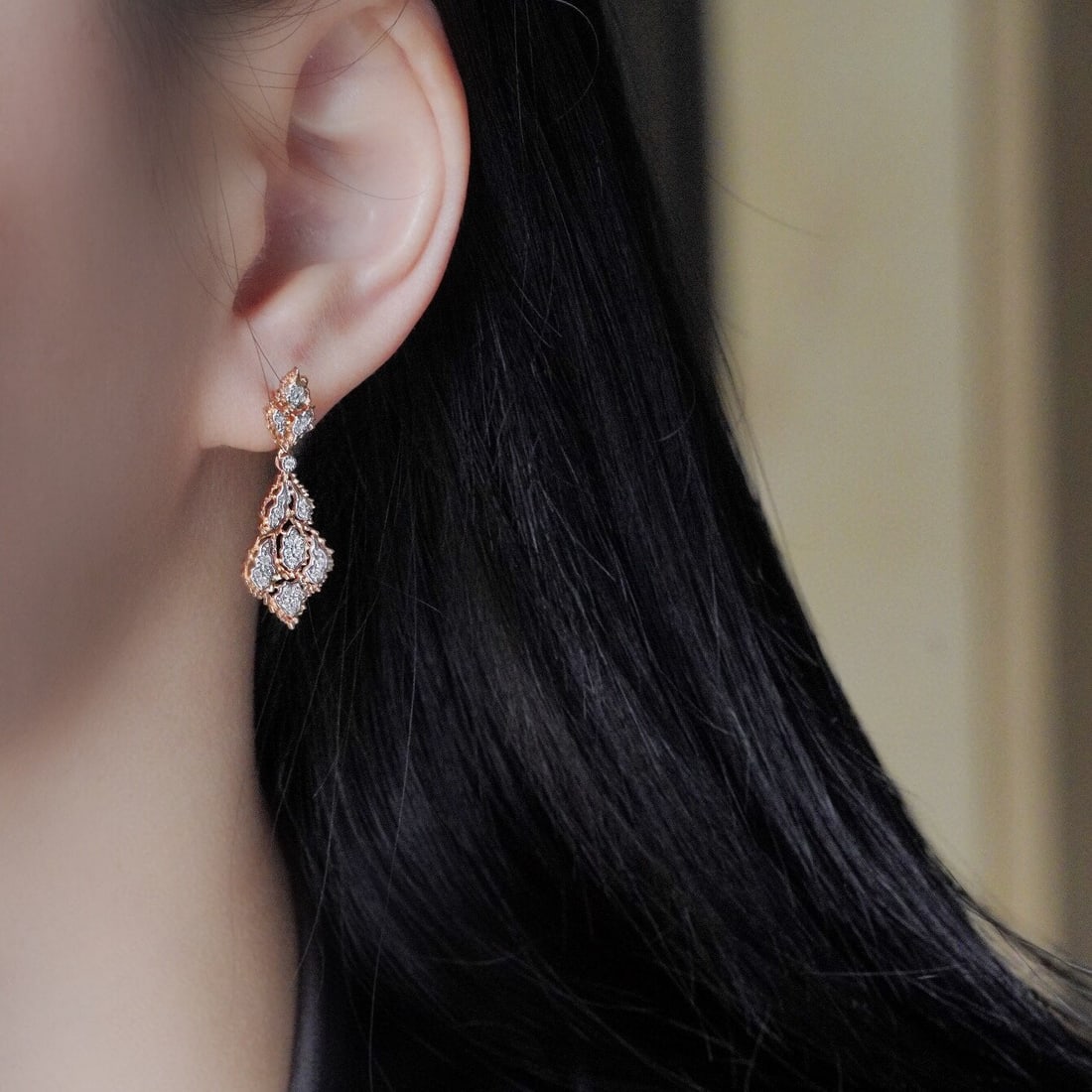 14k Gold 0.28 Ct Natural H Diamond Earrings - 5