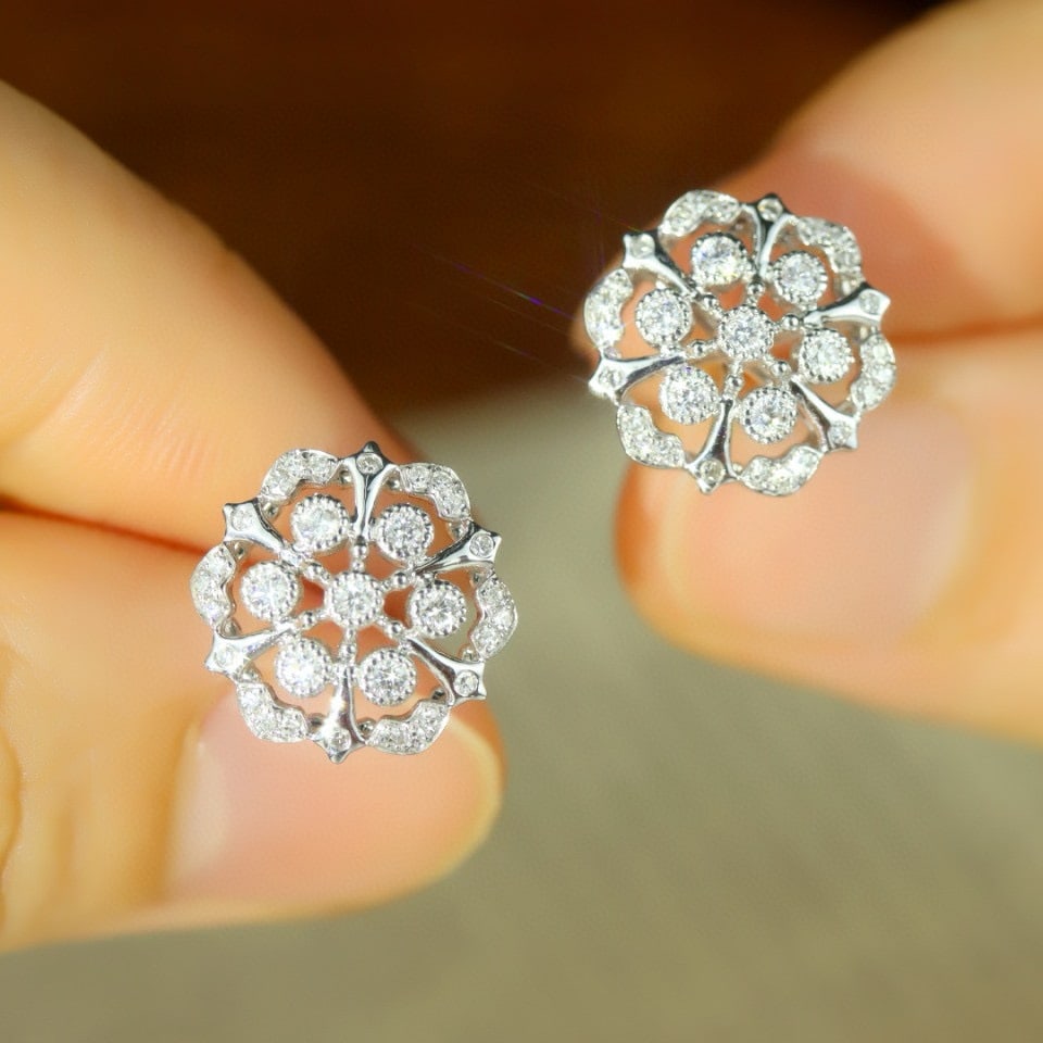 14k Gold 0.32 Ct Natural H Diamond Earrings - 3