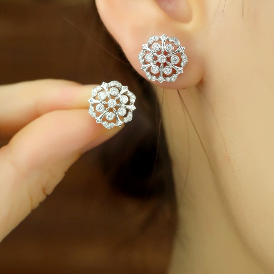 14k Gold 0.32 Ct Natural H Diamond Earrings - 5