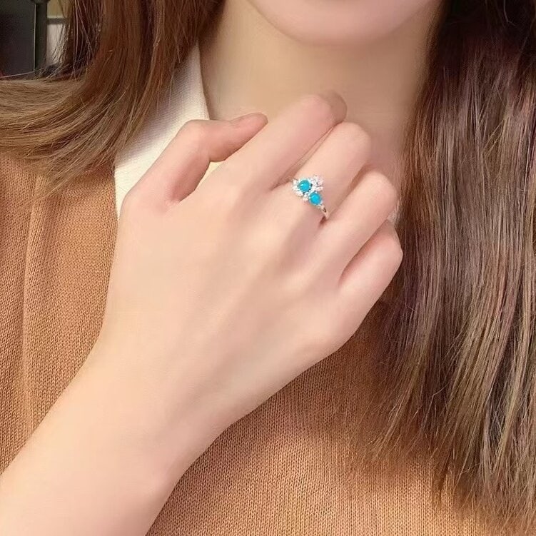 14k Gold 0.93 Ctw Natural Paraiba Tourmaline & Diamond Ring - 4